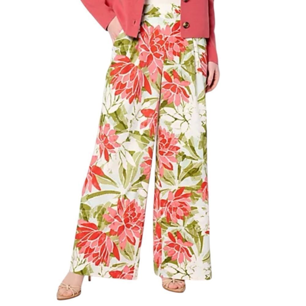 BEAUTIFUL by Lawrence Zarian Pull-On Wide Leg Pant Floral size large